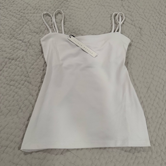 NWT Susana Monaco Double String Tank Top White XS Sold Out - Picture 2 of 6